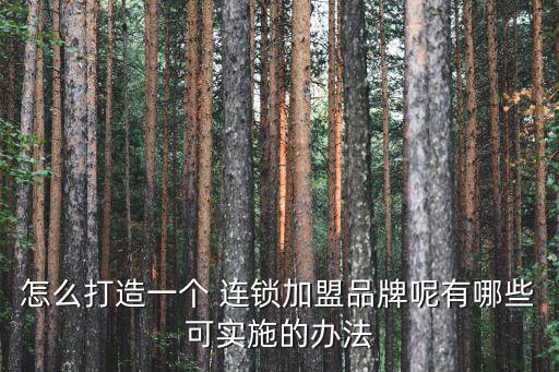 怎么打造一個 連鎖加盟品牌呢有哪些可實施的辦法