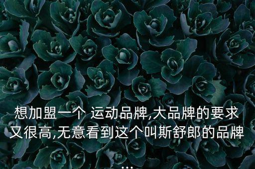 想加盟一個(gè) 運(yùn)動品牌,大品牌的要求又很高,無意看到這個(gè)叫斯舒郎的品牌...