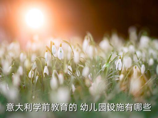 意大利學(xué)前教育的 幼兒園設(shè)施有哪些
