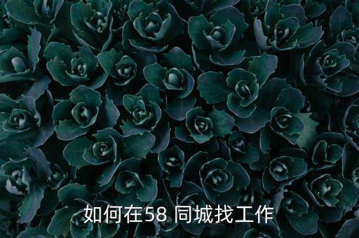 如何在58 同城找工作