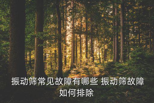  振動(dòng)篩常見(jiàn)故障有哪些 振動(dòng)篩故障如何排除
