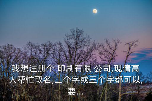 我想注冊個 印刷有限 公司,現(xiàn)請高人幫忙取名,二個字或三個字都可以,要...