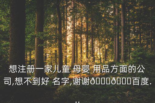 想注冊一家兒童 母嬰 用品方面的公司,想不到好 名字,謝謝??百度...