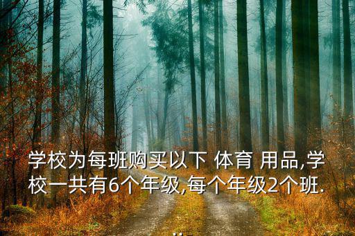 學(xué)校為每班購買以下 體育 用品,學(xué)校一共有6個年級,每個年級2個班...