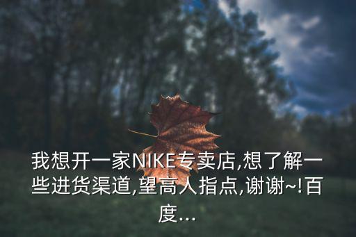 我想開(kāi)一家NIKE專賣店,想了解一些進(jìn)貨渠道,望高人指點(diǎn),謝謝~!百度...