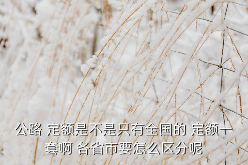 公路 定額是不是只有全國的 定額一套啊 各省市要怎么區(qū)分呢