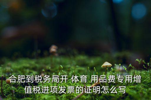 合肥到稅務局開 體育 用品費專用增值稅進項發(fā)票的證明怎么寫