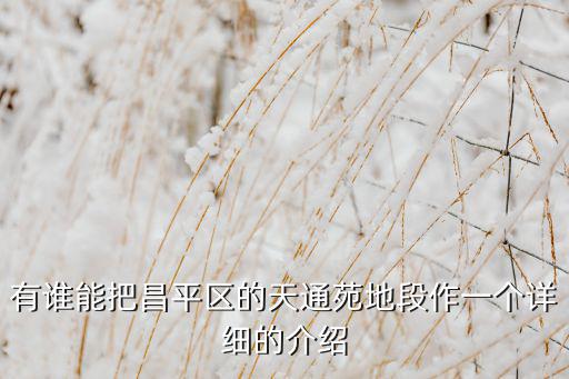 有誰能把昌平區(qū)的天通苑地段作一個詳細的介紹
