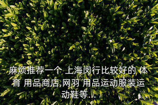麻煩推薦一個 上海閔行比較好的 體育 用品商店,網羽 用品運動服裝運動鞋等...