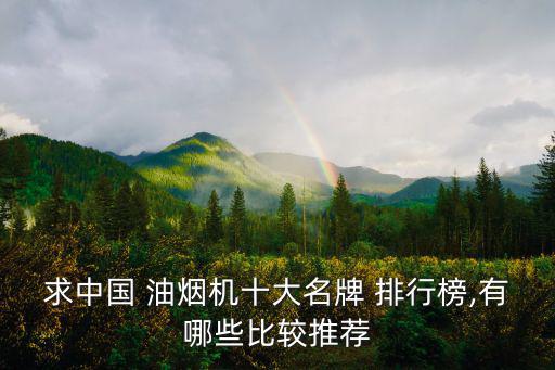求中國 油煙機十大名牌 排行榜,有哪些比較推薦