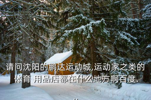 請問沈陽的鵬達(dá)運(yùn)動(dòng)城,運(yùn)動(dòng)家之類的 體育 用品店都在什么地方啊百度...