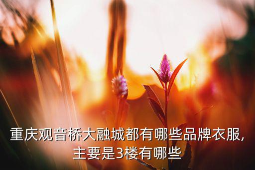 重慶觀音橋大融城都有哪些品牌衣服,主要是3樓有哪些