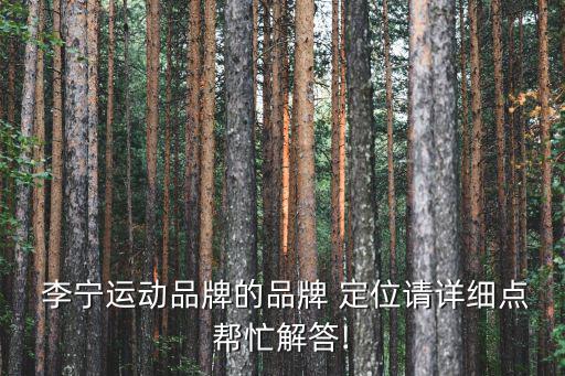  李寧運動品牌的品牌 定位請詳細(xì)點幫忙解答!