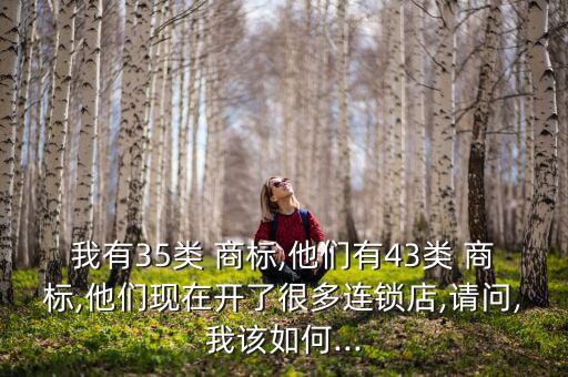 我有35類 商標(biāo),他們有43類 商標(biāo),他們現(xiàn)在開了很多連鎖店,請(qǐng)問,我該如何...