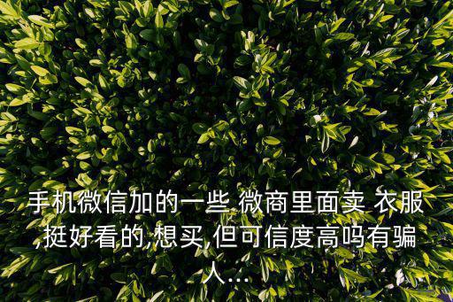 手機微信加的一些 微商里面賣 衣服,挺好看的,想買,但可信度高嗎有騙人...