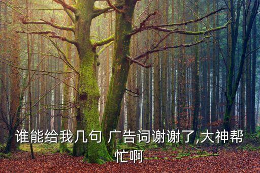 誰(shuí)能給我?guī)拙?廣告詞謝謝了,大神幫忙啊