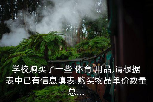 學校購買了一些 體育 用品,請根據(jù)表中已有信息填表.購買物品單價數(shù)量總...