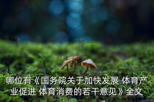 哪位有《國(guó)務(wù)院關(guān)于加快發(fā)展 體育產(chǎn)業(yè)促進(jìn) 體育消費(fèi)的若干意見(jiàn)》全文