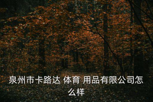 泉州市卡路達 體育 用品有限公司怎么樣
