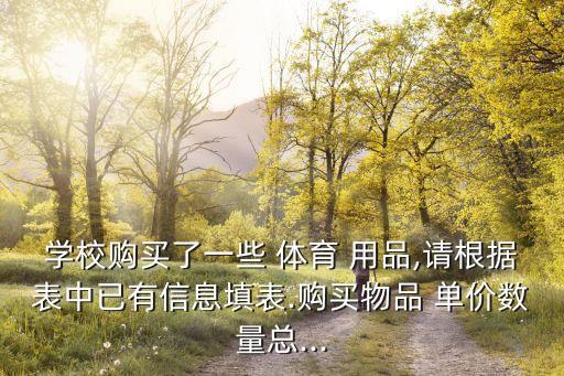 學(xué)校購(gòu)買(mǎi)了一些 體育 用品,請(qǐng)根據(jù)表中已有信息填表.購(gòu)買(mǎi)物品 單價(jià)數(shù)量總...