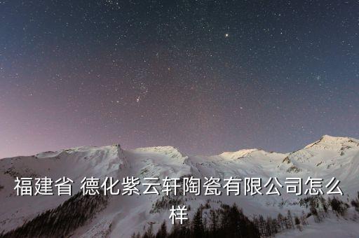 福建省 德化紫云軒陶瓷有限公司怎么樣