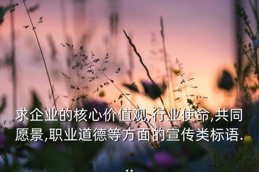 求企業(yè)的核心價值觀,行業(yè)使命,共同愿景,職業(yè)道德等方面的宣傳類標語...
