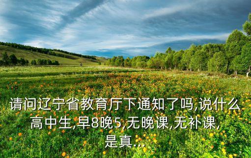 請問遼寧省教育廳下通知了嗎,說什么高中生,早8晚5,無晚課,無補(bǔ)課,是真...