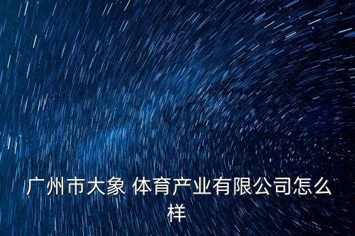 廣州市大象 體育產(chǎn)業(yè)有限公司怎么樣