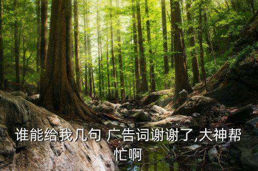 誰(shuí)能給我?guī)拙?廣告詞謝謝了,大神幫忙啊