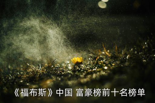 《福布斯》中國 富豪榜前十名榜單