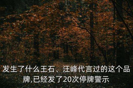 發(fā)生了什么王石、汪峰代言過的這個(gè)品牌,已經(jīng)發(fā)了20次停牌警示