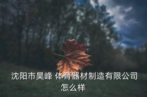  沈陽市昊峰 體育器材制造有限公司怎么樣